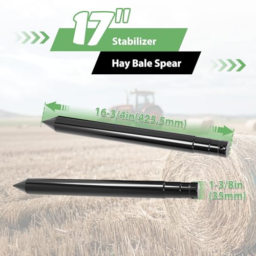 Wutist 17" Hay Bale Spear Stabilizer for Skid Steer Mount Plate Tractors