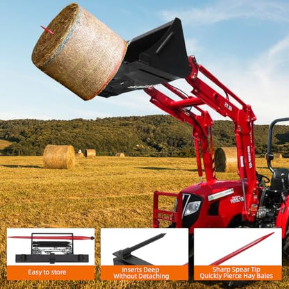 49" Hay Spear for Tractor Bucket, 4000 LBS Capacity