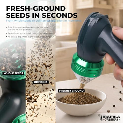 Mamba Original Electric Seed Grinder, USB-C Rechargeable Spice Mill, Gray - color: Anchor Gray & Green