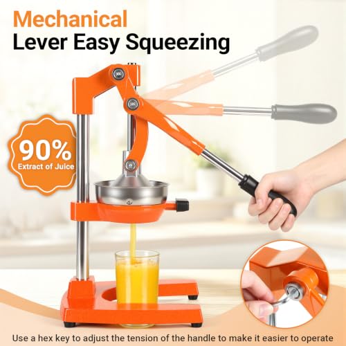 Orange Cast Iron Juicer for Bartenders & Health Enthusiasts - color: orange