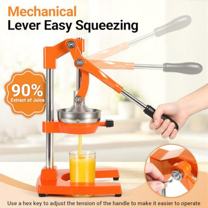 Orange Cast Iron Juicer for Bartenders & Health Enthusiasts - color: orange