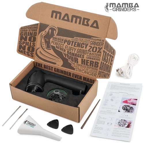 Mamba Original Electric Seed Grinder, USB-C Rechargeable Spice Mill, Black - color: Black & Black