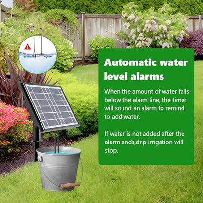 49FT Solar Drip Irrigation Kit, Digital Screen for 15 Pots - size: 49FT Digital Display Irrigation System-15 Pot