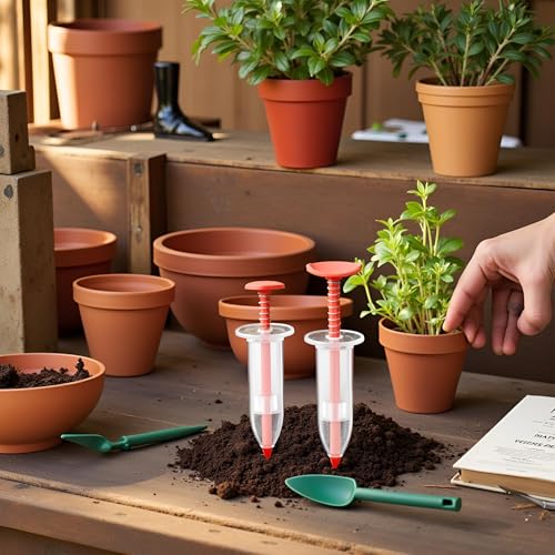 6Pcs Mini Sowing Seed Dispenser, Seed Planter Tool, Handheld Seed Planter, Mini Hand Seed Spreader, Seed Sower Tool, Garden Seed Planter, Small Seed Spreader with Seedlings Dibber Widger for Spreading
