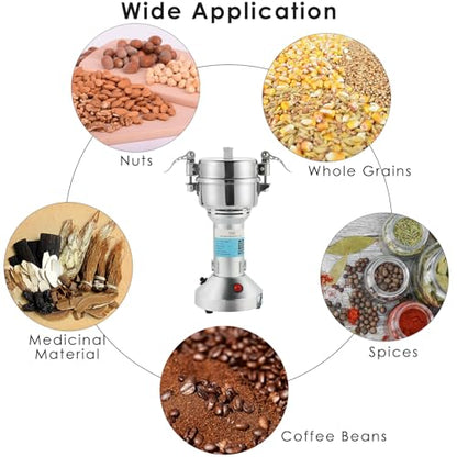 MYFULLY Electric Grain Mill Grinder 150g High Speed Stainless Steel
