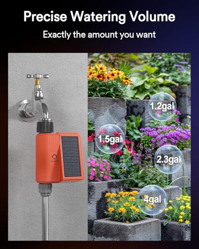Lumary Smart Solar WiFi Sprinkler Timer with Flow Monitor, No Need Hub