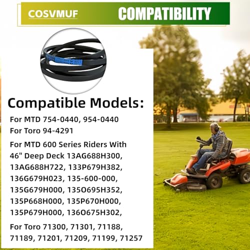 754-0440 Mower Deck Belt 1/2" x 99" for MTD Toro AYP 46" Deck - size: 754-0440 (1/2" x 99")