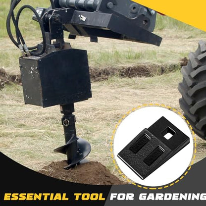 Hicarer 4 Pack 3 Point Auger Cutting Edge with Screw Square Hole Replacement Auger Teeth with Hardware for Most Heavy Duty 3 Point Post Hole Digger
