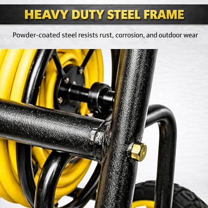 Garden Hose Reel Cart, Heavy Duty Hose Reel with Wheels, Outdoor Water Hose Reel for Backyard, Garden, or Lawn, Metal Hose Carts (400ft Hose Carriage) - size: 400ft Hose Carriage