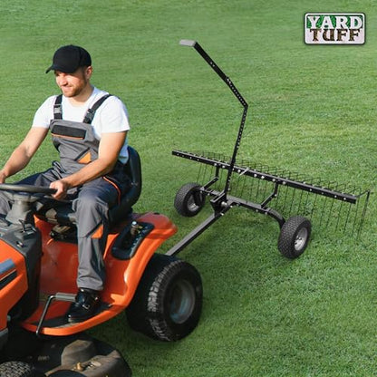 Yard Tuff 72 Inch Durable Steel Rake, Wheels, Lift Handle & Hitch for ATV, UTV, or Tractor - size: 72 Inch