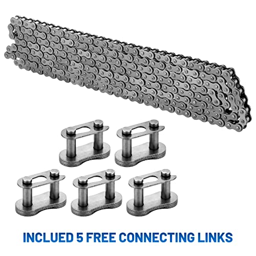 #40 Roller Chain - 10 Feet #40 Chain with 5 Connecting Links for Go Karts, Mini Bikes, Scooters, Motorcycles, Bycicles, ATV, MTV, Dirt Bike and Other Industrial Machinery - 240 Links - size: 10 Feet, style: 240 Links