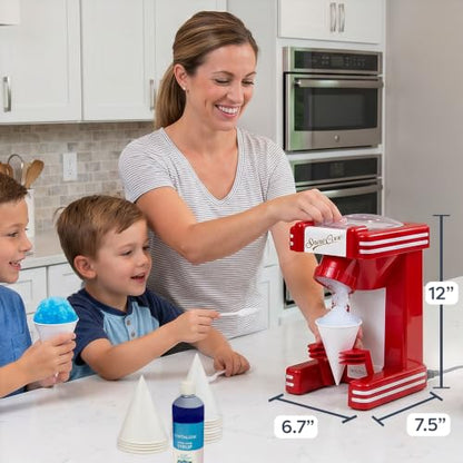 Nostalgia Snow Cone Shaved Ice Machine - Makes 20 Icy Treats - Includes 1 Reusable Plastic Cup - Retro Red - color: Red, style: Single Serve