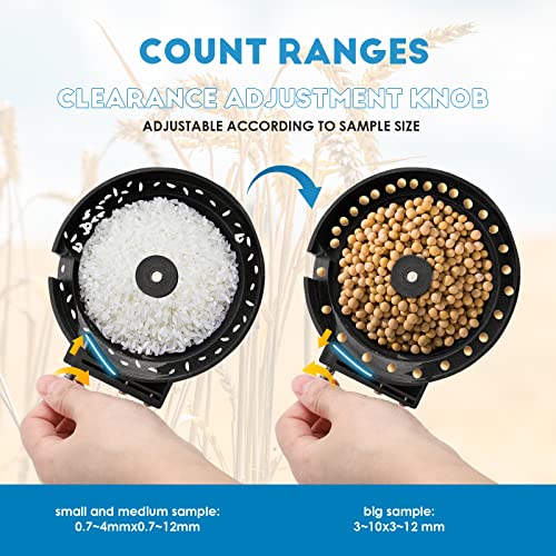 CGOLDENWALL New Automatic Seeds Counter Machine Microcomputer Automatic Counting Instrument for Various Shapes Cereals Seeds Blue (with Clearance Adjustment Knob)