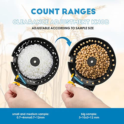 CGOLDENWALL New Automatic Seeds Counter Machine Microcomputer Automatic Counting Instrument for Various Shapes Cereals Seeds Blue (with Clearance Adjustment Knob)