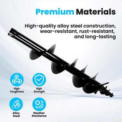 Auger Drill Rod for Mini Excavator, 8 Inch Bit, 45.5 mm Connection, Detachable Design for Effortless Swapping and Post Hole Digging