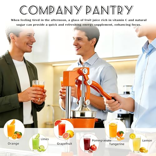 Cast Iron Juicer Hand Press Heavy Duty, Orange Juicer - color: Orange