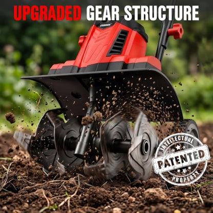 EWORK 10Amp Corded Electric Tiller, 14" Heavy Duty Rototiller