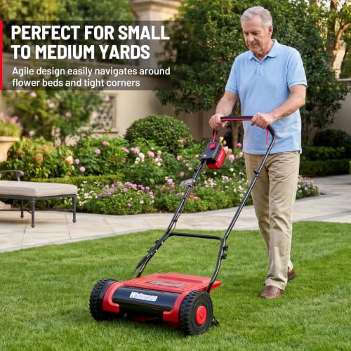 Walensee 16" Cordless Electric Reel Lawn Mower - Battery Powered Push Mower