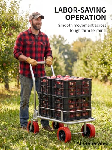 4-Wheel Foldable Garden Harvest Cart for Farm Orchard Greenhouse Use