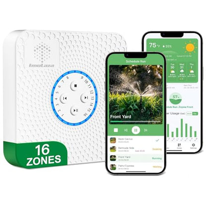 ImoLaza 16 Zone WiFi Smart Sprinkler Controller, ET Master Irrigation Timer - color: White-16 Zone