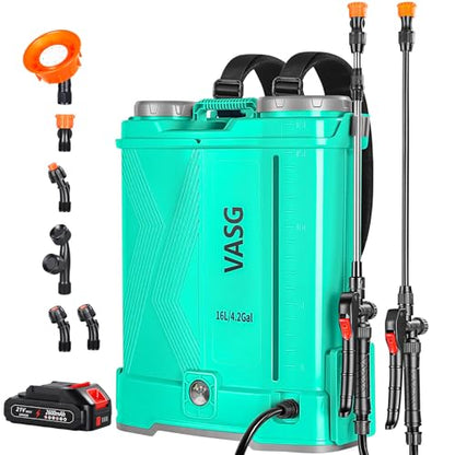 21V 2.6Ah Battery Powered Backpack Sprayer 4 Gallon with 6 Nozzles - color: Green