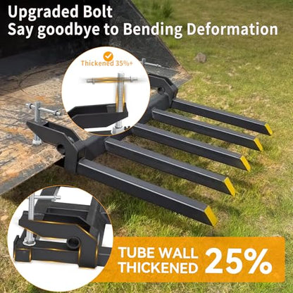 YINTATECH 48" Clamp on Debris Forks 2500 lbs Loader Bucket Fork - size: 48 IN