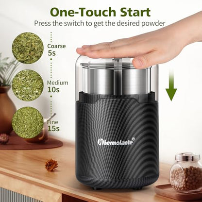 Hermolante Herb Grinder, Electric Spice Grinder, Press-Down Lid Starts - color: Gray