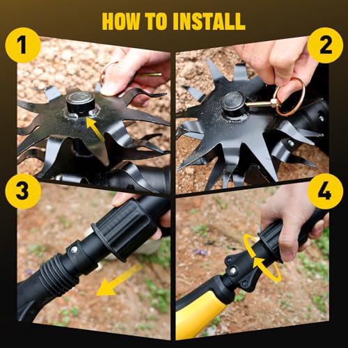 Cordless Tiller Cultivator for DEWALT 20V MAX Battery (Tool Only)