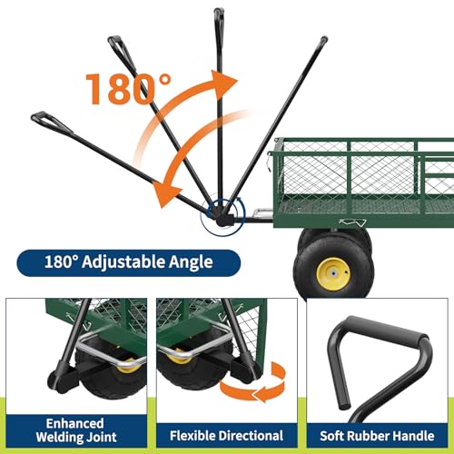 Garden Dump Cart with Removable Sidewalls - color: Green