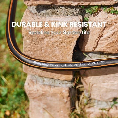 Giraffe Tools Garden Hose 50ft x 5/8", Water Hose Heavy Duty, Flexible, Lightweight Hybrid Hose, Male to Female Fittings - size: 50FT Male Female