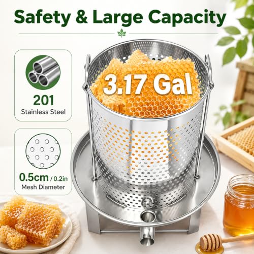 Honey Extractor Honey Press Stainless Steel Hand Crank Beekeeping Spinner