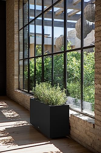 Veradek Block Series Long Box Planter - Rectangular Outdoor Planter - color: Black, size: Medium