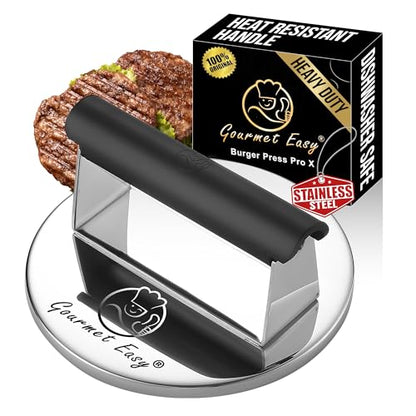 Gourmet Easy Stainless Steel Smash Burger Press with Heat Resistant Handle