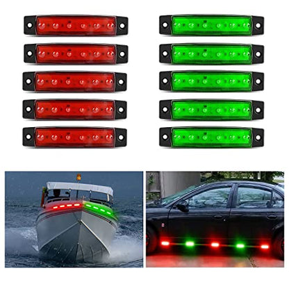 Nilight Side Marker Light 10PCS 3.8" Red Green 6LED Indicator Lights - color: 3.8" Red Green 10Pcs
