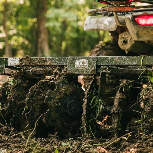 Titan Attachments 4 FT Tow-Behind Notched Disc Harrow Plow Attachment for 2" Towball Hitch ATV and UTV, 14" Concave Discs for Tilling, Loosening/Lifting Soil, Braking Up Weeks, Roots, Crop Debris