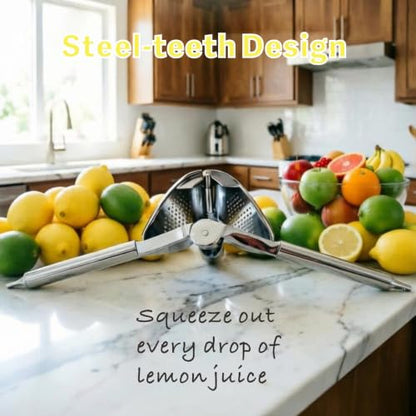 Citrus Squeezer, Stainless Steel Lemon Squeezer with hanging holes - color: Bright Silver