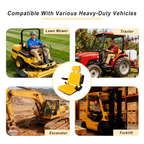 Universal Forklift Seat, Tractor Seat with Adjustable Back and Headrest