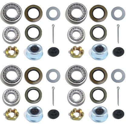 iBroPrat 4Sets 7000 LB Boat Trailer Axle 25580 14125A Bearing Kits | 21333TB/10-10 Grease Seals,22333TB/10-36 Grease Seals 2.72" Dust Caps and Rubber Plugs Cotter Pins for #D42 Spindle