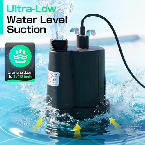 D-HONOR Sump Pump Submersible Utility Water Pump 1/3HP 2400GPH - size: 1/3HP 2400GPH