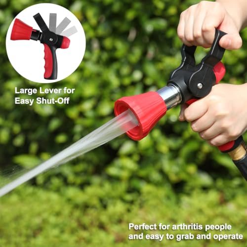 FANHAO High Pressure Fireman's Spray Nozzle, Heavy Duty Metal Hose Nozzle - color: Red
