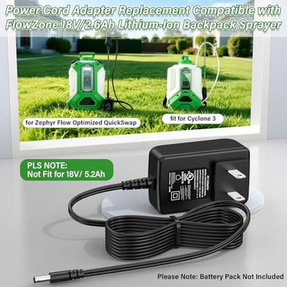 Backpack Sprayer 21V Charger Replacement for FlowZone Zephyr Flow 18V/2.6Ah