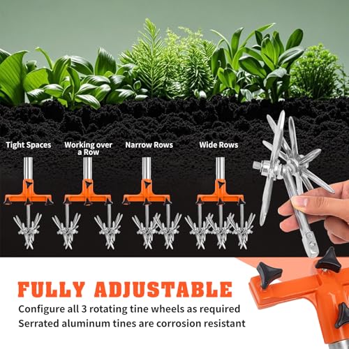 Rotary Cultivator, Adjustable Garden Hand Tiller - Hand Cultivator Tool
