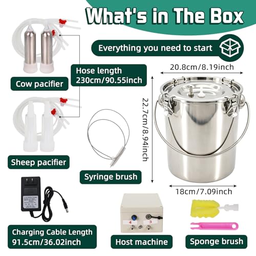 2in1 Cow & Goat Milking Machine 7L Rechargeable Portable Pulsation Milker