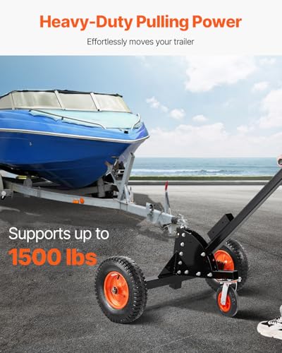 VEVOR Trailer Dolly, 1500lbs Tongue Weight Capacity, 2 in 1 Trailer Mover with 2 in Ball, 16 in Pneumatic Tires and Universal Wheel, Portable Tow Dolly for Moving Car RV Trailers