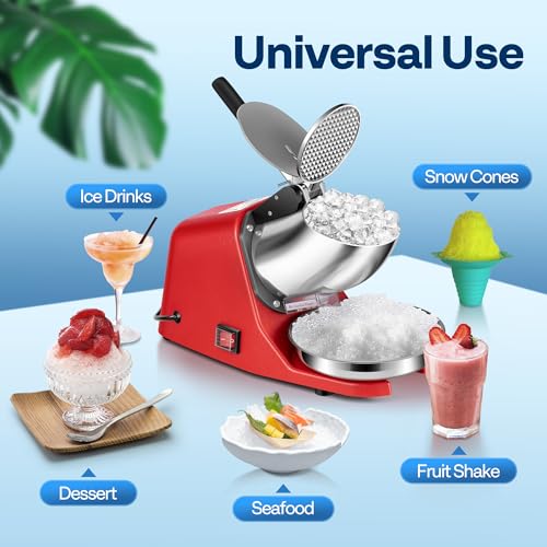 VIVOHOME Electric Ice Shaver Crusher Machine Red 143lbs/hr - color: Red, size: Single Blade - 143lbs/hr