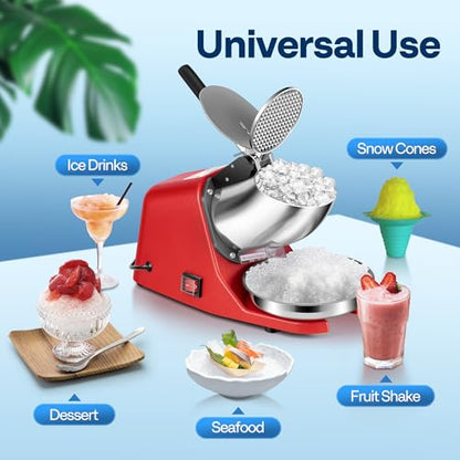 VIVOHOME Electric Ice Shaver Crusher Machine Red 143lbs/hr - color: Red, size: Single Blade - 143lbs/hr