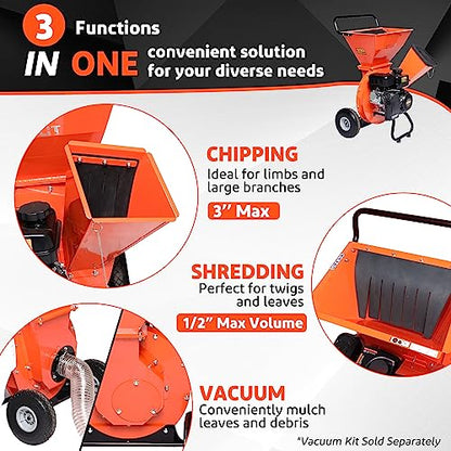 C30 LITE Wood Chipper 15:1 Reduction Ratio 3-in-1 Multi-Function Wood Chipper [Exclusive Bundle Deal]