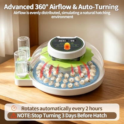 60 Quail Egg Incubator for Hatching with Auto Turning & Humidity Control - size: 66 Units