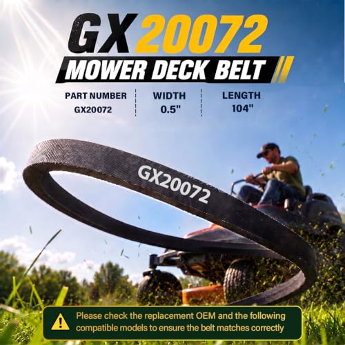 GX20072 Mower Deck Belt 1/2" x 104" Replace John Deere Deck Belt - size: GX20072