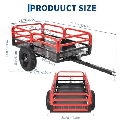 1500 Lbs Heavy Duty Steel Dump Cart - color: Red
